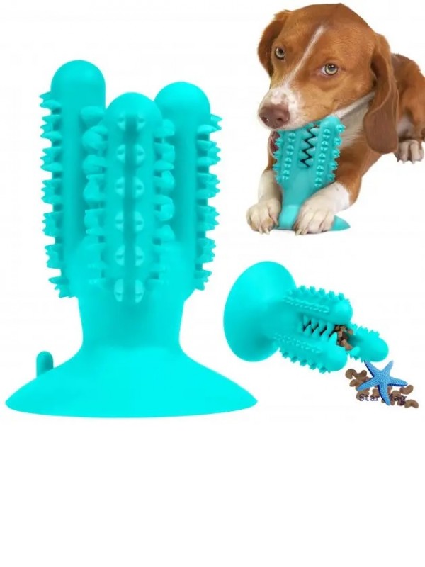 Іграшка для собак Кактус на присосці Bronzedog PetFun Dental ∙ Чиста зубна щітка з отвором для їжі