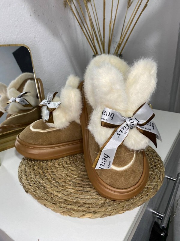 Тапочки жіночі коричневі з вушками