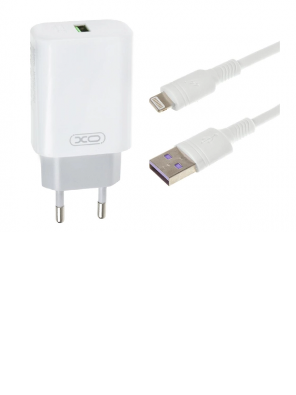 Зарядний пристрій XO L85D QC3.0 + USB - Lightning (білий)